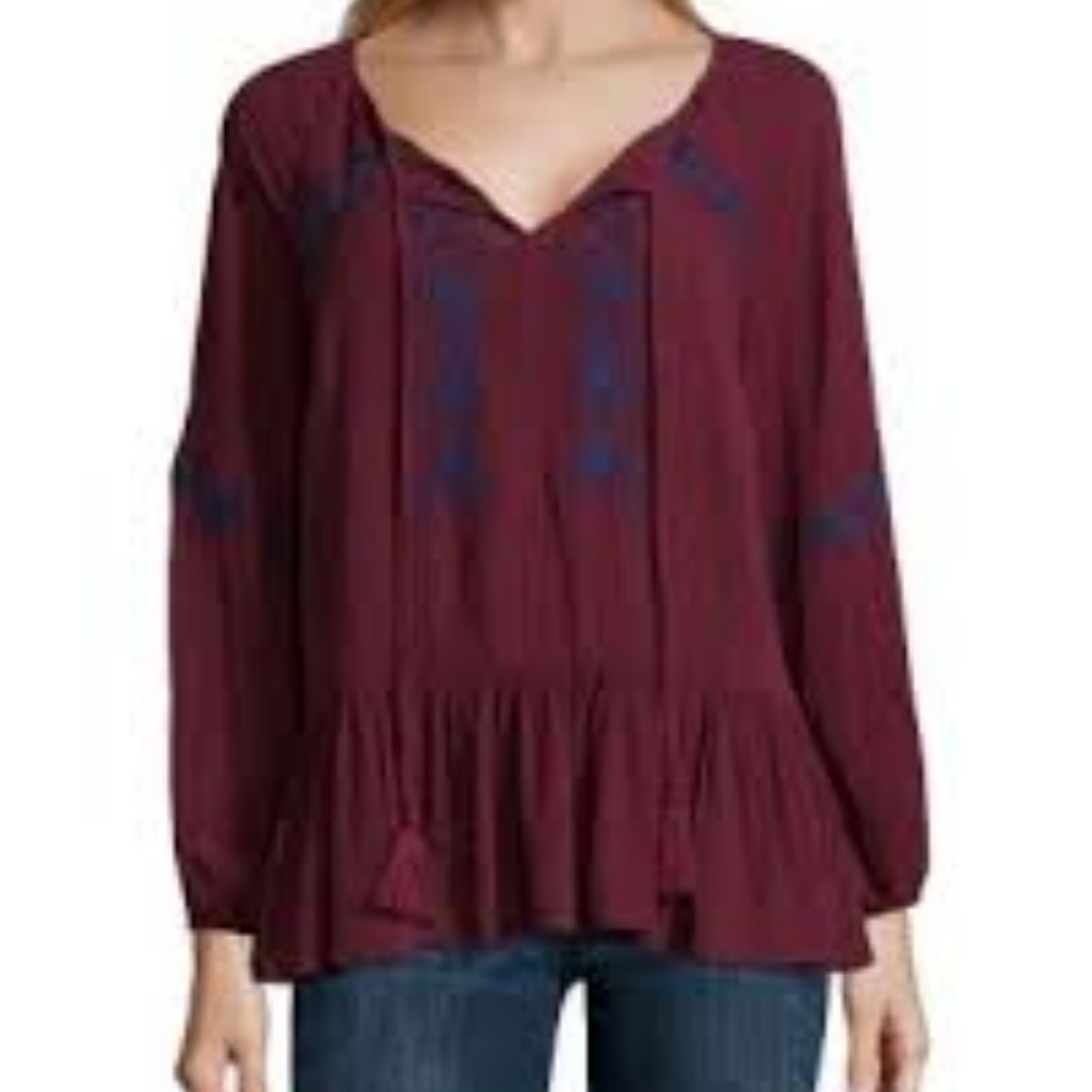 Liz Claiborne 3/4 Sleeve Peasant Top - Picture 1 of 2